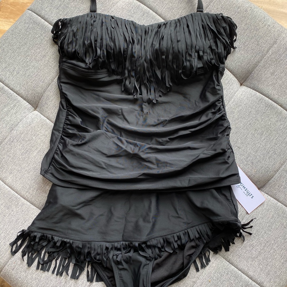 Swimsuits for All Fringe Bandeau Tankini NWT 12